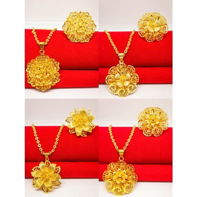 Kalung free cincin polos fashion dubai xuping motif bunga terbaru perhiasan lapis emas 24k gold