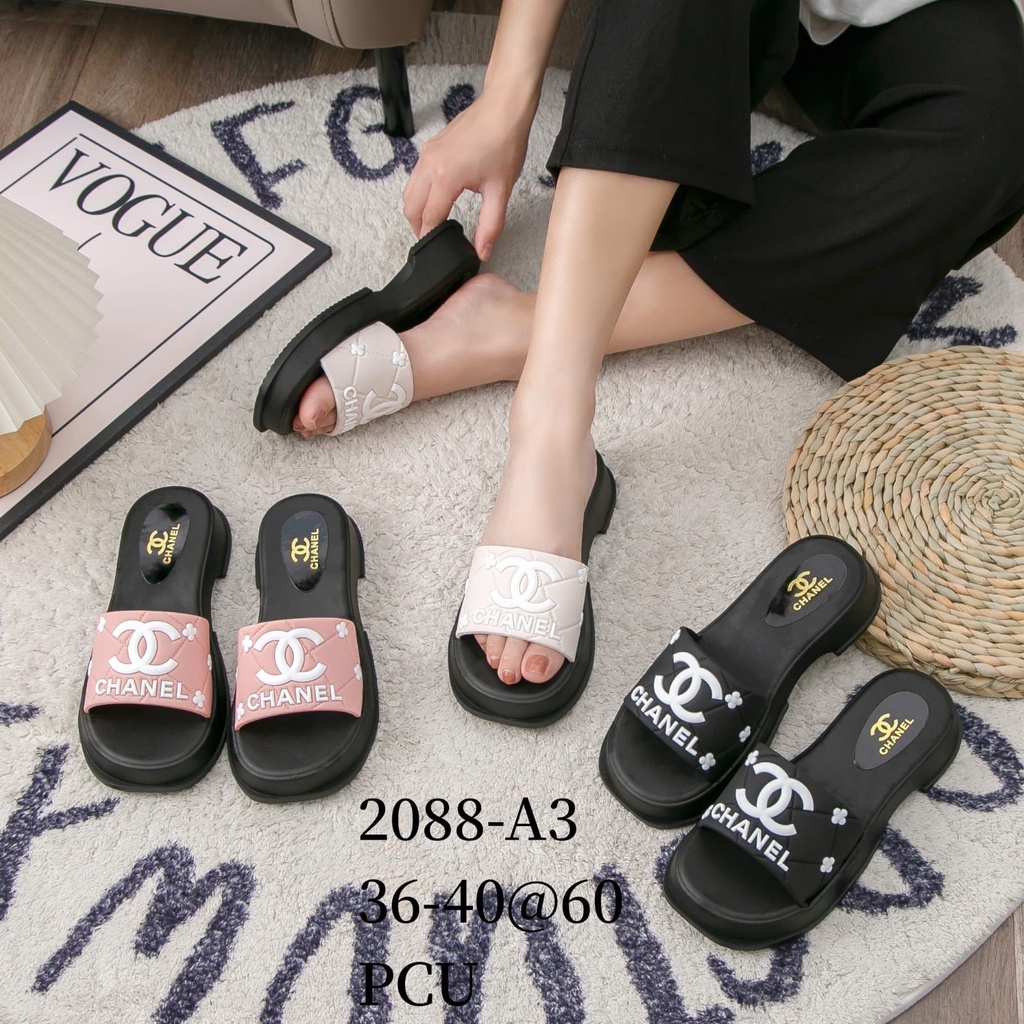 Sandal Wedges Jelly Karet Tinggi CHNLL Import / Sandal Wanita Selop Kasual