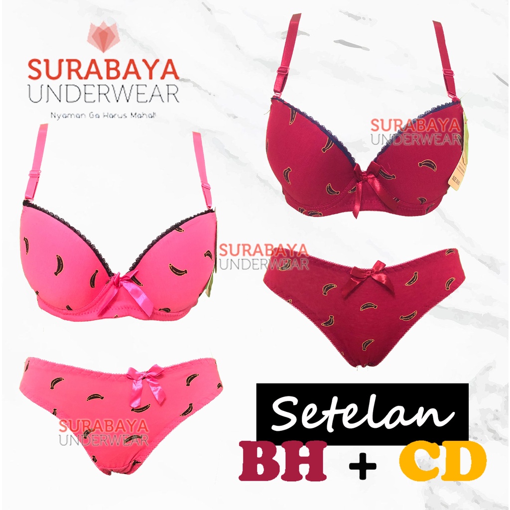 SET BH + CD MOTIF PISANG (Size BH 34-40)