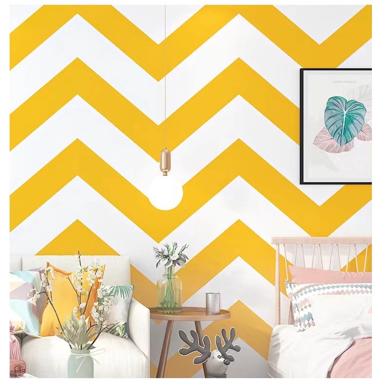 WALLPAPER DINDING MOTIF PANAH KUNING PUTIH