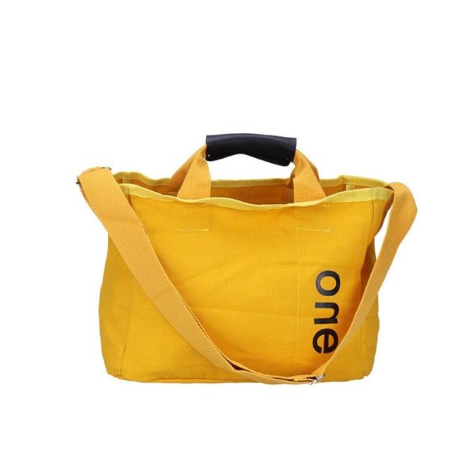 Tm-85 Tas Selempang Canvas Simple Kuning Kampus Sekolah