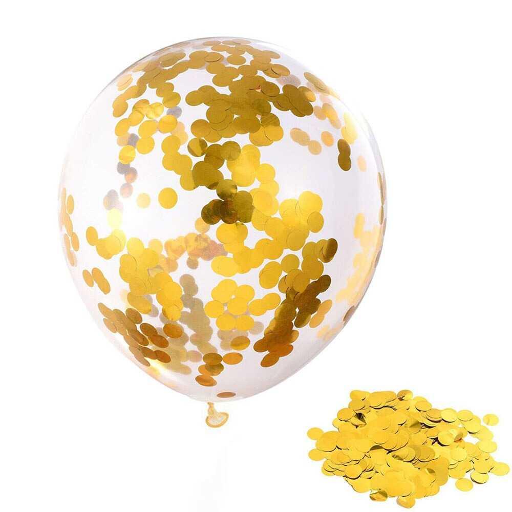 Balon Pesta Metallic Confetti Baby Shower Happy Birthday Party 12 Inch 10 PCS - EP100 - Golden