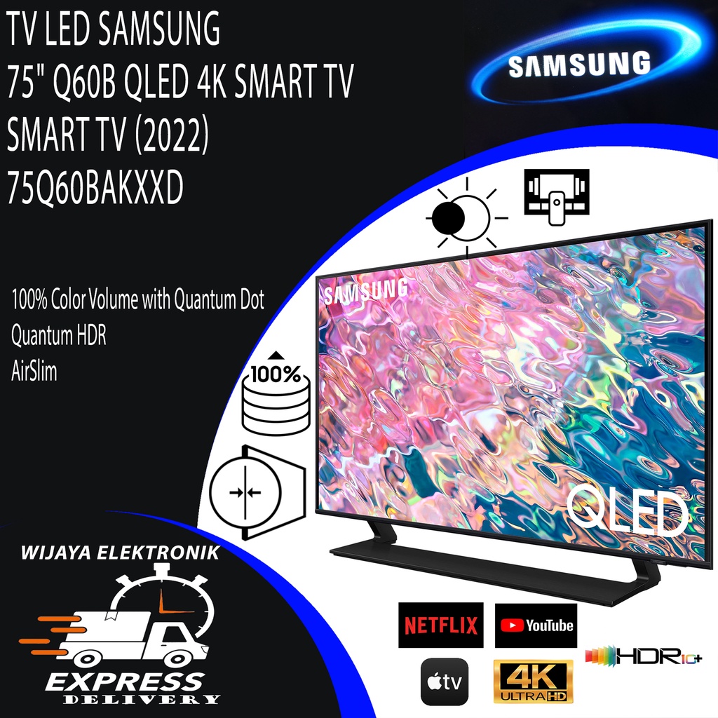 TV LED 75 INCH SAMSUNG 75Q60B QLED 4K SMART TV 2022