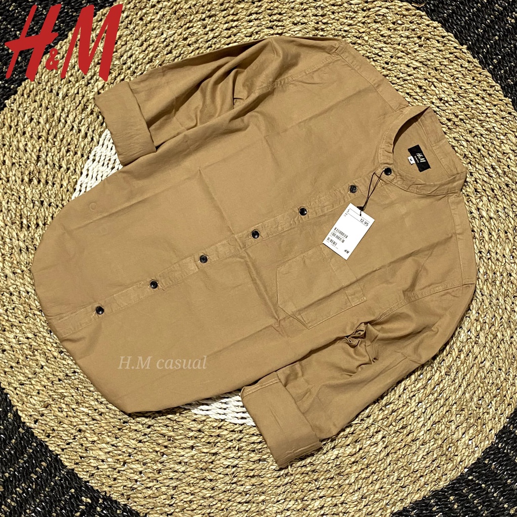 Kemeja polos lengan panjang pria/Kemeja H.M polos kerah sanghai/Kemeja H.M polos pria