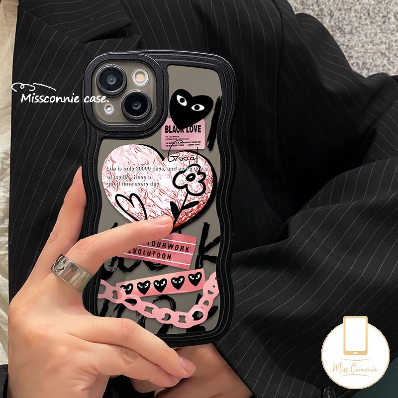 Fashion Comme des Garcons Case Realme C53 10 C55 C35 C12 C11 2021 C3 C15 C21Y 9i 5i C25 C25s C25Y C20 C20A C11 6i 5 5s C1 C2 Ins Graffiti Love Heart Flower Wavy Edge Soft Cover