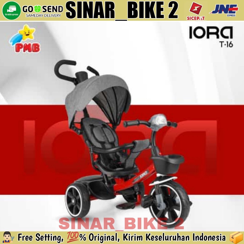 Sepeda Roda Tiga Iora T-16 Kursi Bisa Senderan &amp; T-15 Pmb Kursi Putar Tricycle Anak