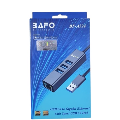 Bafo BF-A324 USB 3.0 to LAN Gigabit Ethernet With 3Port USB 3.0 HUB