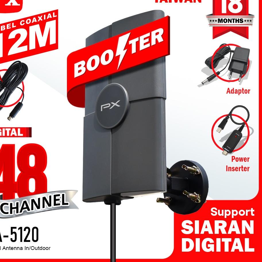 ♤ Antena TV PX DA-5120 - Antena TV PX DA-5200 Indoor / Outdoor - Antena Digital Analog + Kabel 12 Me