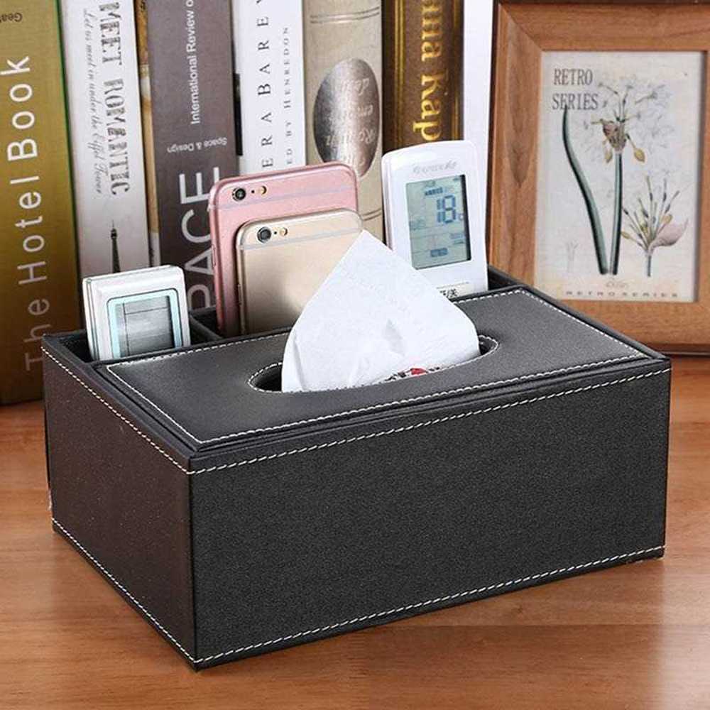 (BISA COD) FTIHSHP ACRDDK Kotak Tisu Kulit Multifungsi Tissue Box Organizer - 34013