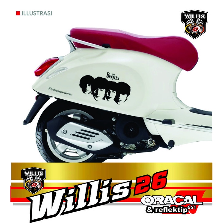 STICKER STIKER CUTTING THE BEATLES FULL FACE SILUET SCOOPY VESPA DLL