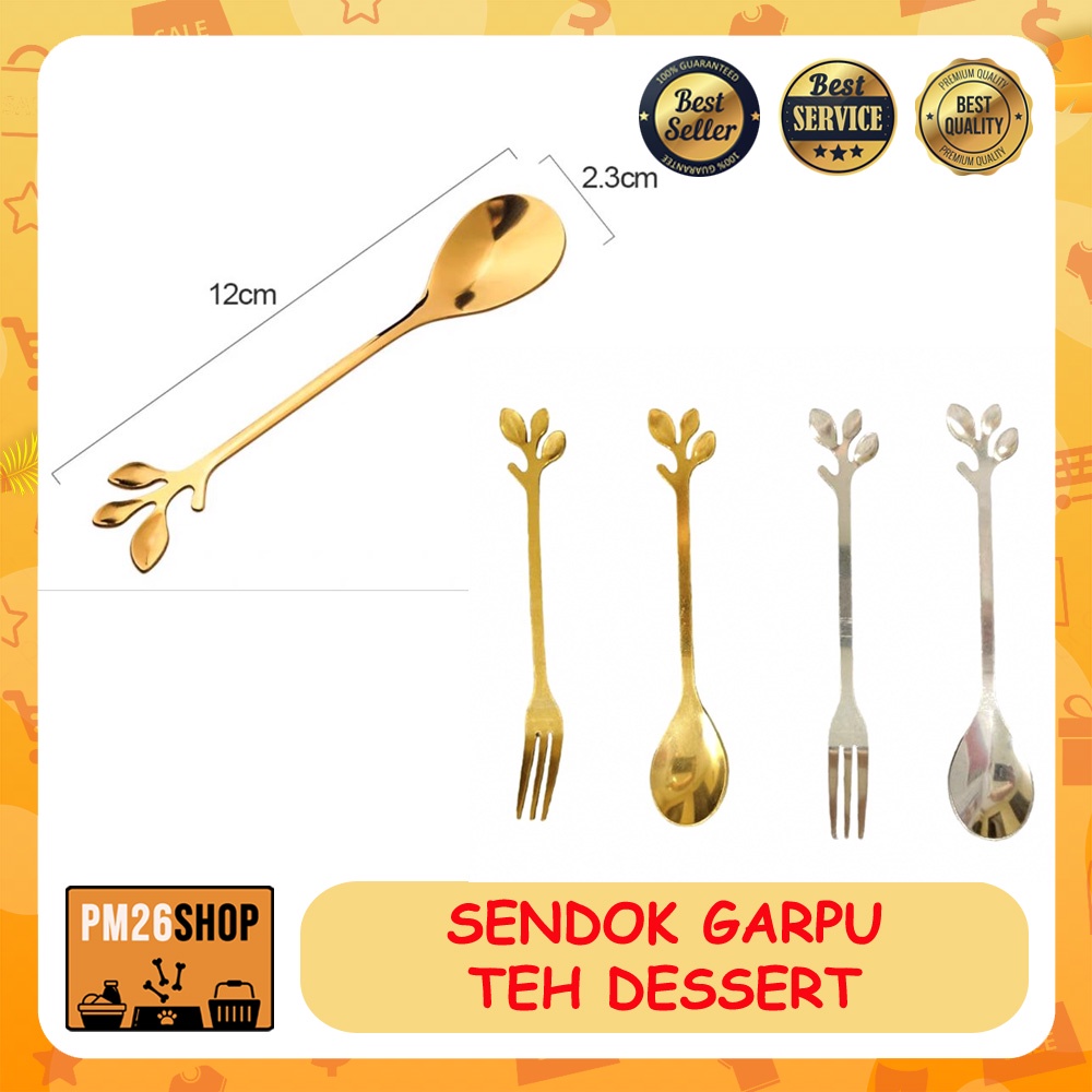 SENDOK GARPU TEH KOPI DESSERT TEA SPOON HANDLE DAUN