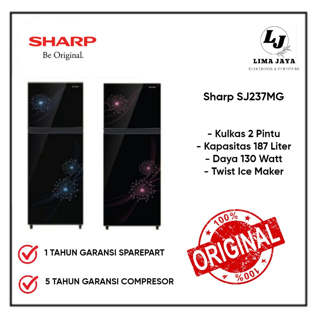 Kulkas 2 Pintu SHARP SJ237MG 187 Liter Kulkas Sharp Dua Pintu