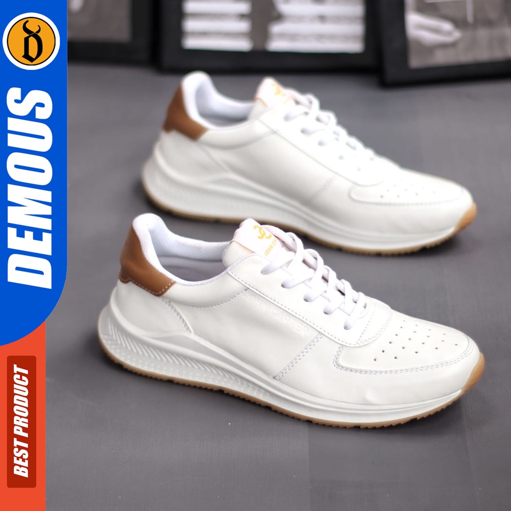 DEMOUS Athena - Sepatu Pria Sneakers Putih Hitam Casual