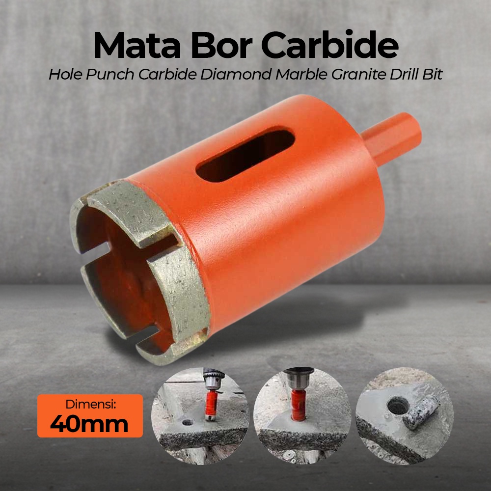 Mata Bor Hole Punch Carbide Diamond Marble Granite Drill Bit 40 mm - V12 - Orange