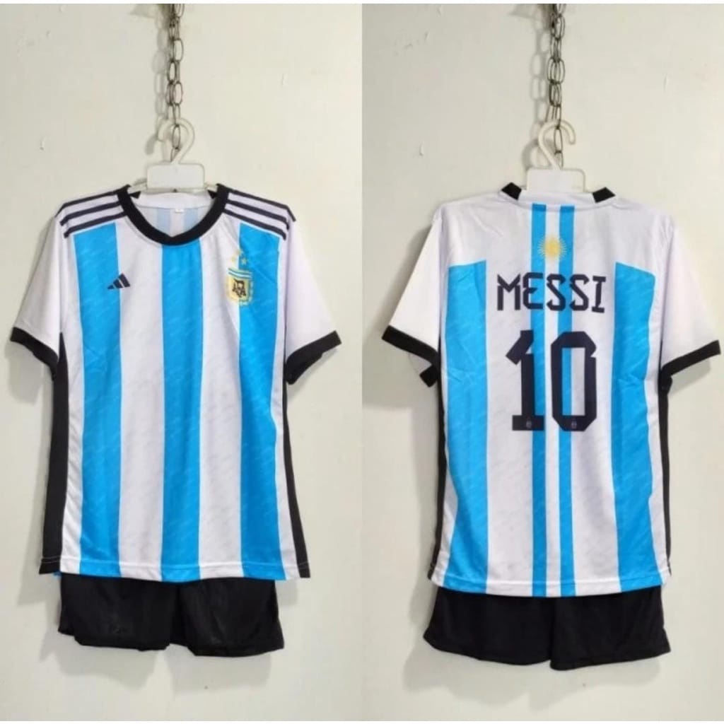 JERSEY BOLA ARGENTINA HOME 3 STARS 2023 BISA BAYAR DI TEMPAT/SETELAN BOLA ANAK ARGENTINA MESSI