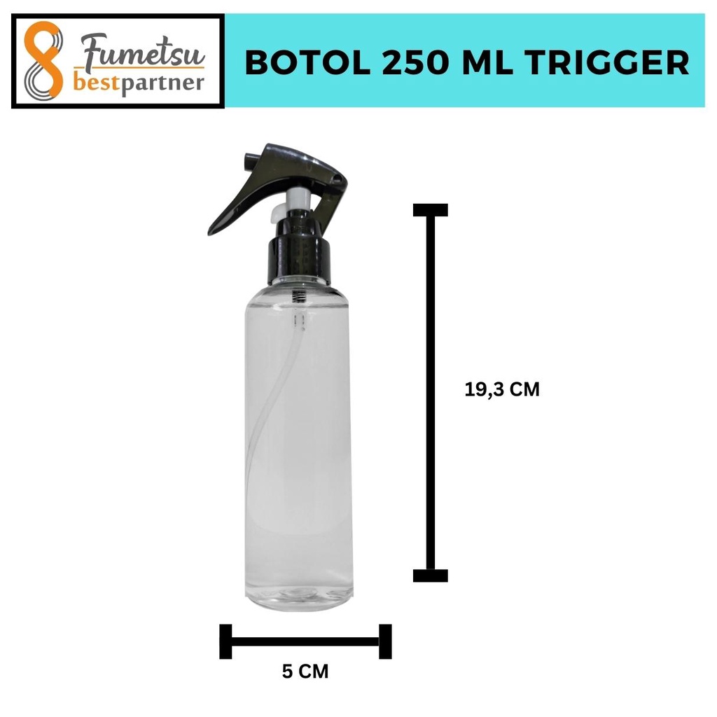 Botol Semprot Plastik PET Bening 250ml Tutup Spray Trigger Semprot Satuan