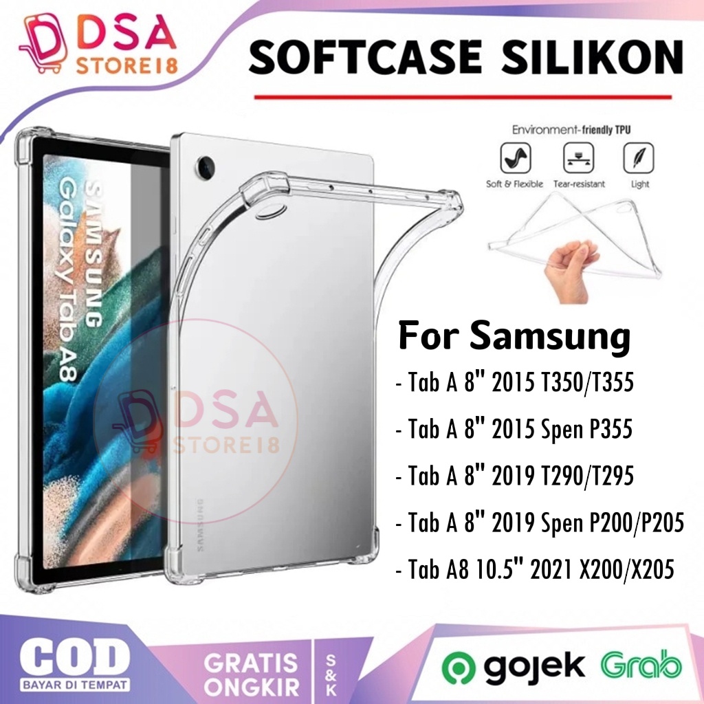 Case Samsung Tab A8 A 8 10.5 inch S Pen / Softcase Samsung Tab A8 2015 / Samsung Tab A8 2019 With S Pen /T290/T295/T350/T355/P350/P355/P200/P205/X200/X205 Ultrathin Jelly Case Tablet Silikon Bening Hitam TPU Casing Softcase - Tab A8