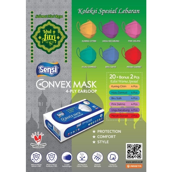 Masker Sensi Convex Mask 4 ply Edisi Lebaran Mix Warna bukan Duckbill jin02