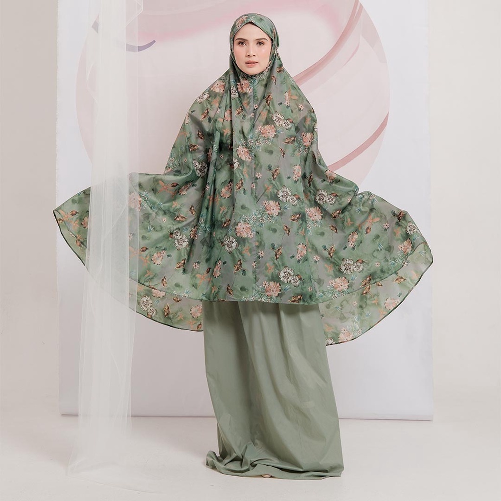 ALIF MUKENA MINI MOTIF PARASUT PREMIUM KOREA TRAVEL - LAUREL GREEN ( MKN-P02-007 )