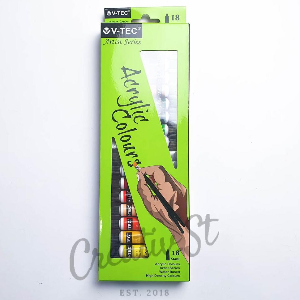 

12.12 MALL Acrylic V-tec 18 Warna Cat Akrilik Vtec Set Paint !