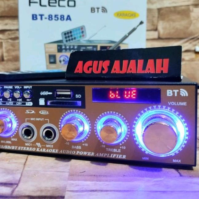 ♥ ✅COD POWER AMPLIFIER WIRELESS KARAOKE FLECO BT-858A / AMPLIFIER BLUETOOTH / AMPLIFIER KARAOKE WIRE