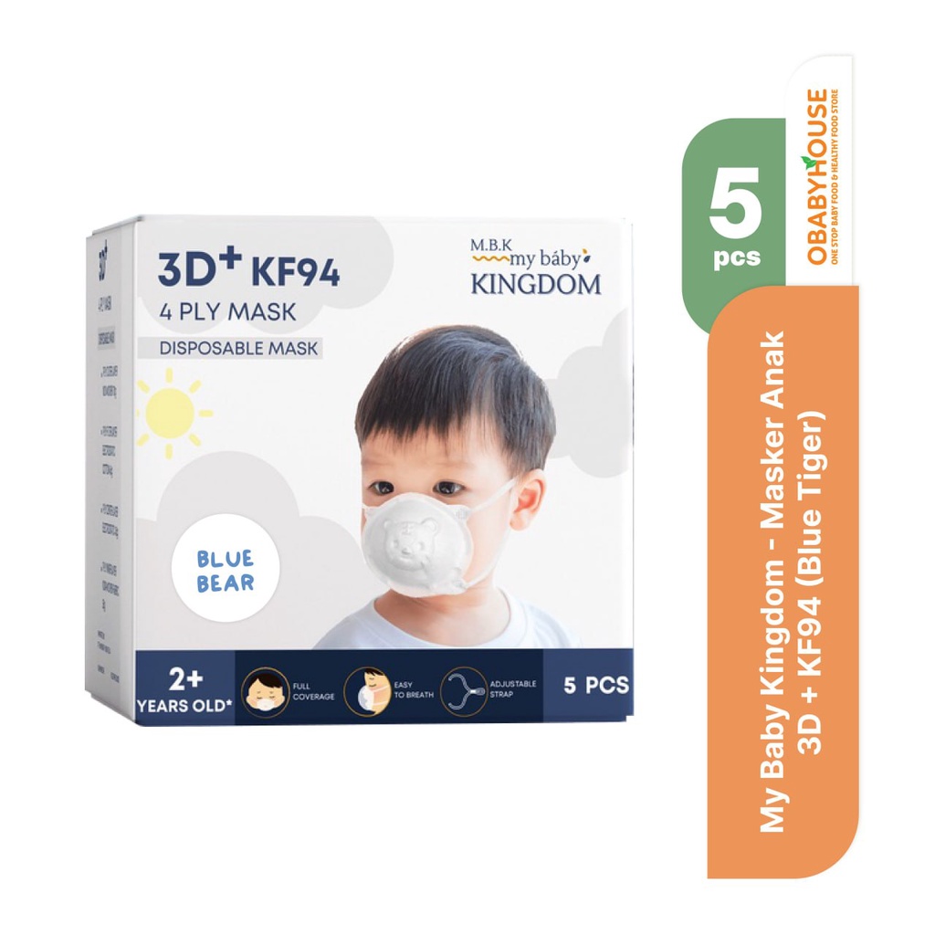 My Baby Kingdom - Masker Anak 3D+ KF94 (isi 5 pcs) - BLUE BEAR