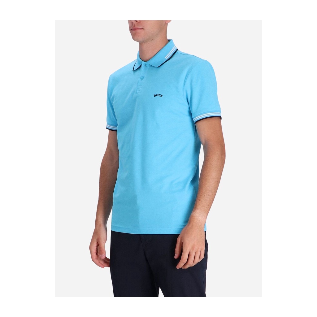 Hugo Boss SS23 Paul Curved Slimfit Polo Shirt Open Blue