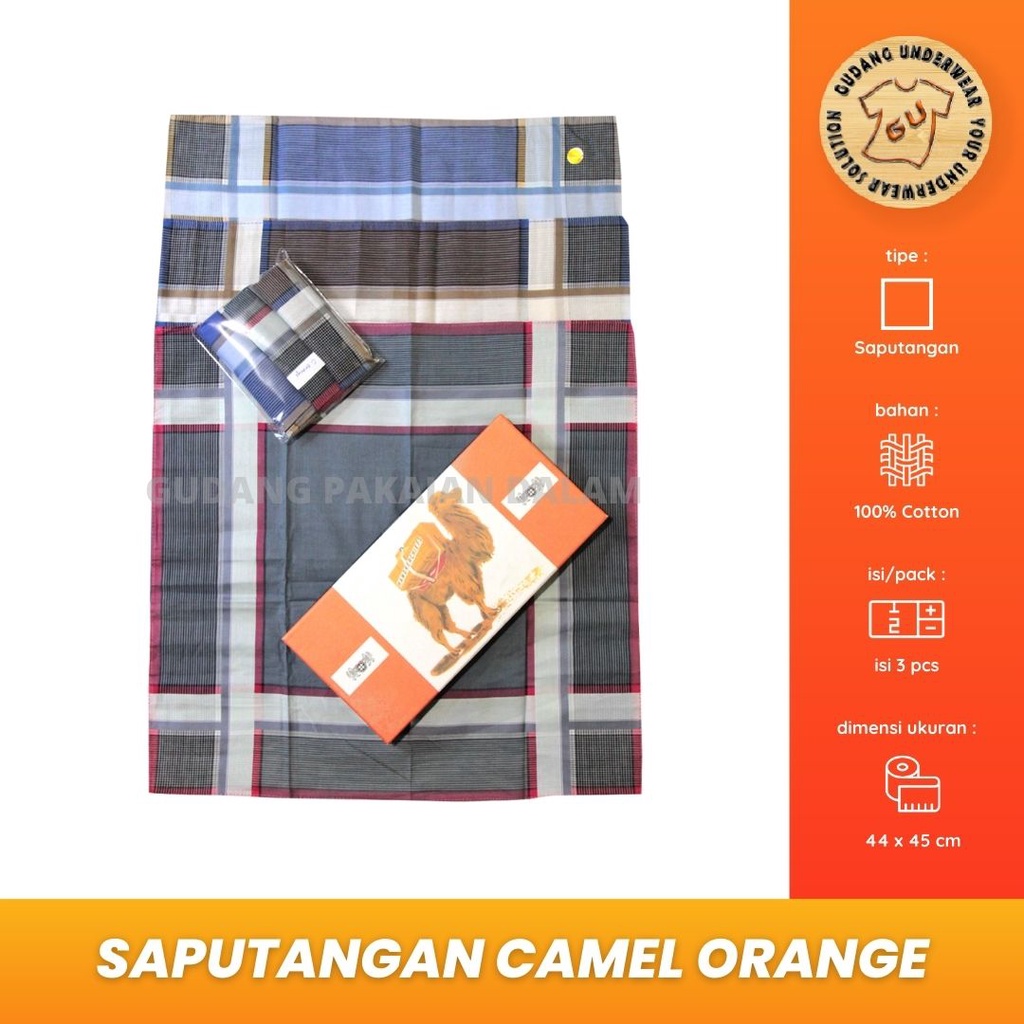 SAPUTANGAN CAMEL ORANGE BAHAN KATUN ISI 3PCS
