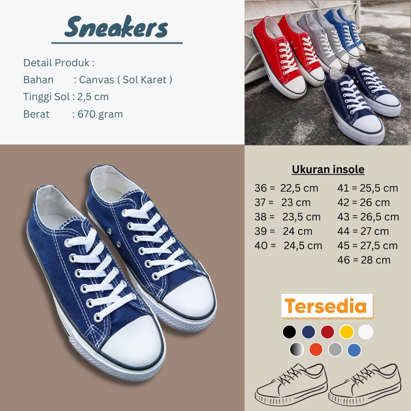 Sepatu Sneakers Kasual Pria Wanita Import Sepatu Tali Sekolah Kekinian Grosir Canvas Cewek Cowok COD Azgalery SPT-06