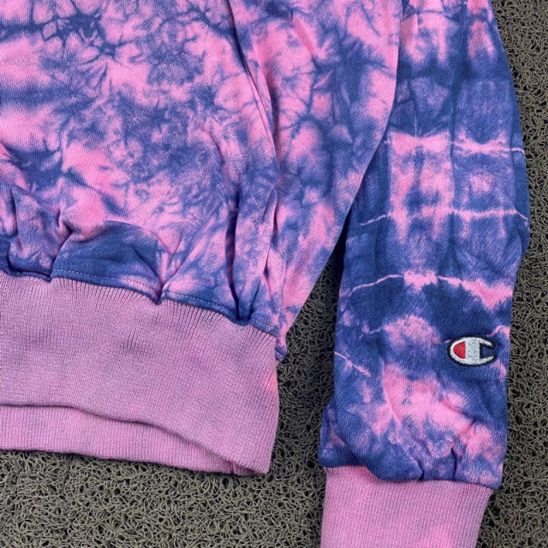 HOODIE CHAMPION TIE DYE FULL TAG LABEL CASUAL HYPE