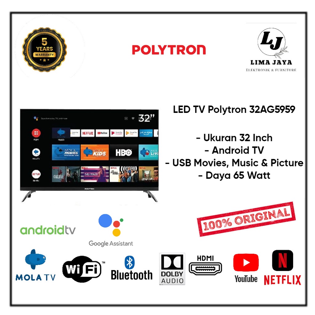 POLYTRON LED TV 32RG9059/32AG5759 ANDROID TV LED Polytron 32 Inch
