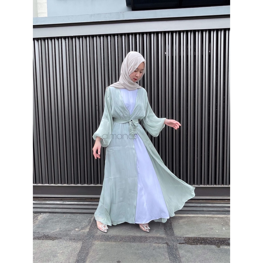 Outer Shimmer Dress Long Outer Abaya 4in1 Look Cardigan Wanita