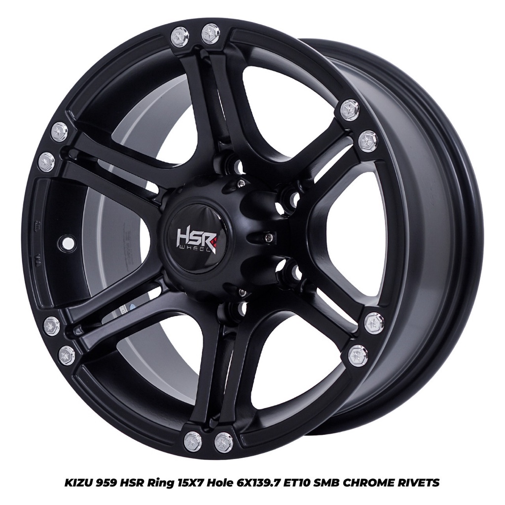 Velg Mobil HSR KIZU 959 Ring 15 Pelek Offroad Hardtop Terrano Hiace Ranger Black