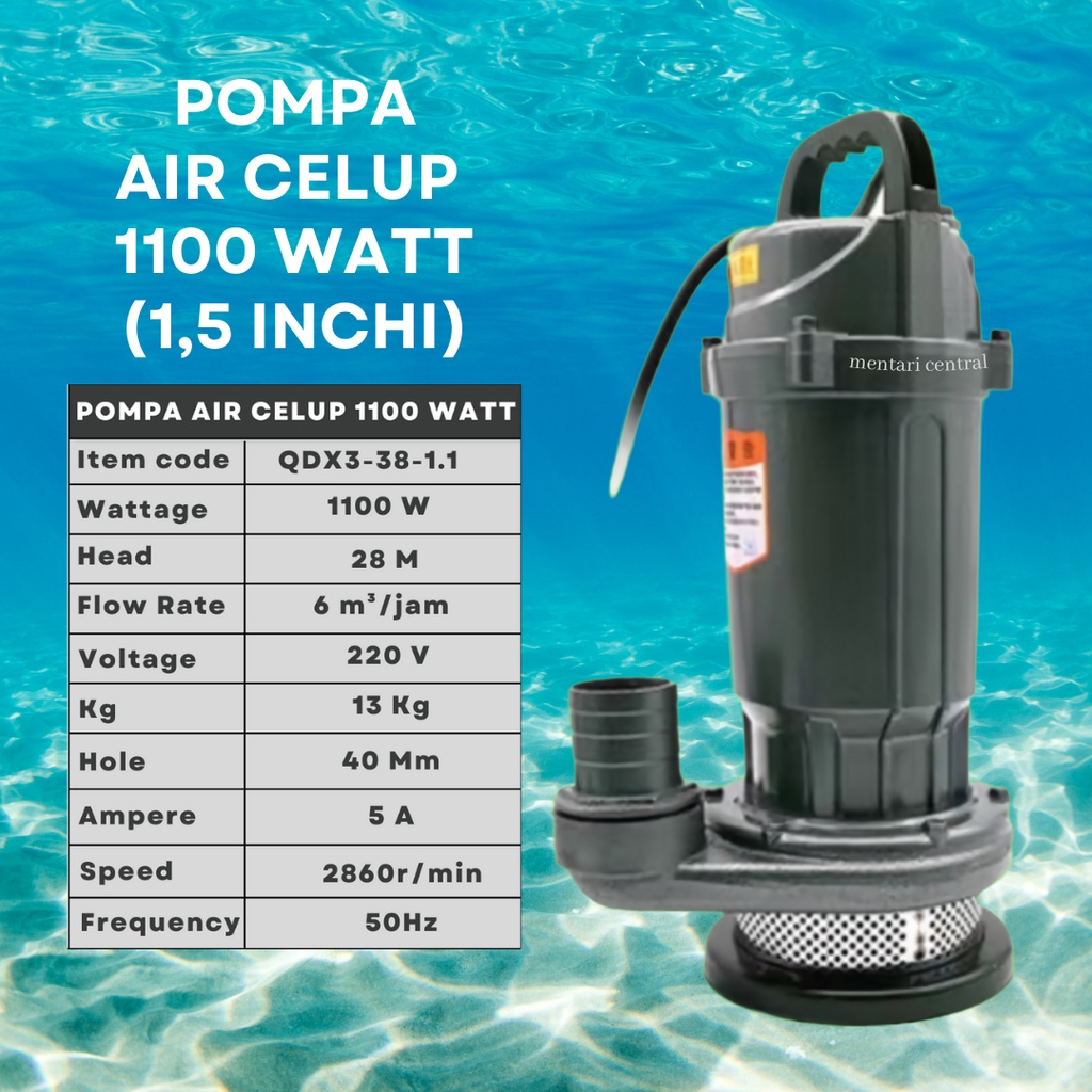 Pompa Celup Air Kotor 1100 watt Submersible Water Pump Pompa sawah pompa pertambangan pompa perkebunan pompa hotel