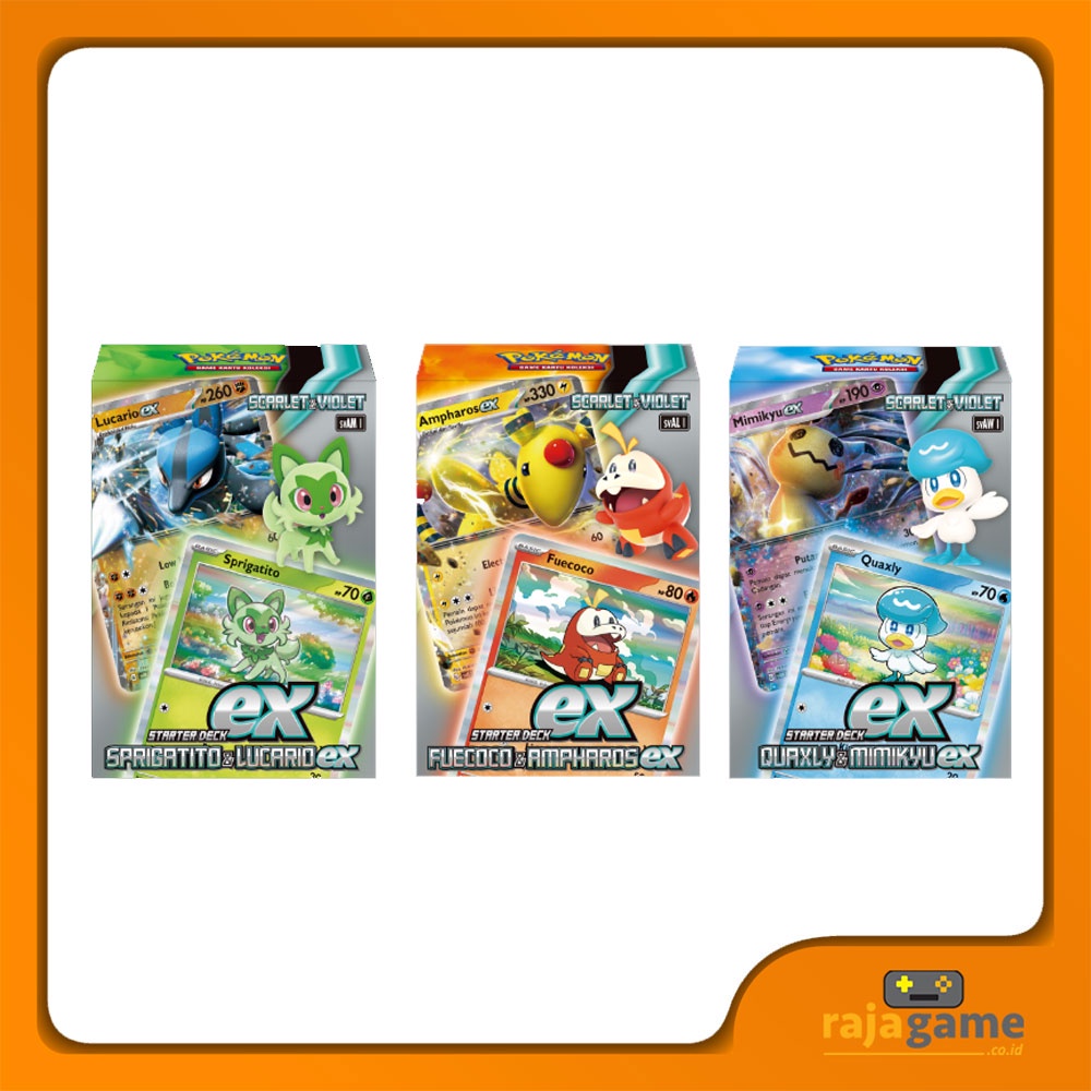 Kartu Pokemon TCG Indonesia Starter Deck ex Fuecoco Sprigatito Quaxly