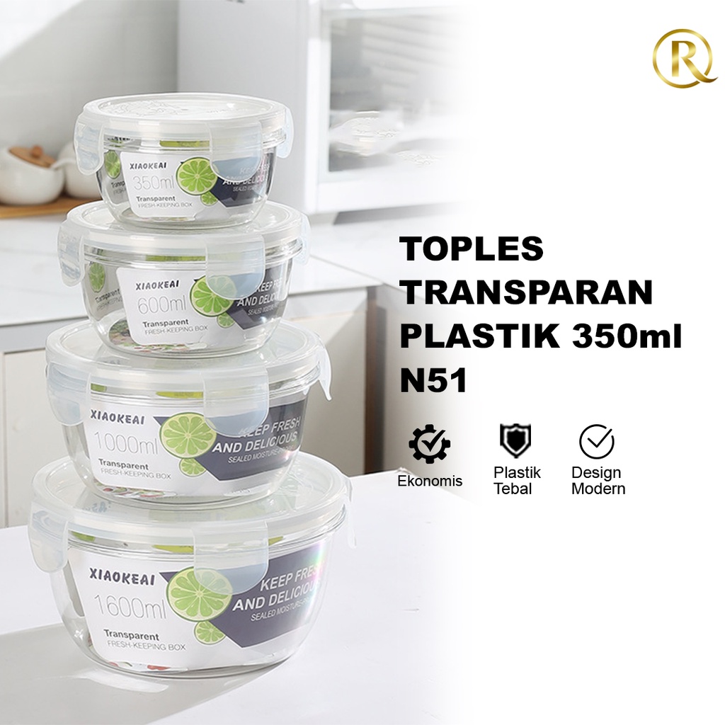 Toples Transparan Plastik 350ml N51 Penyimpanan Makanan Kedap Udara