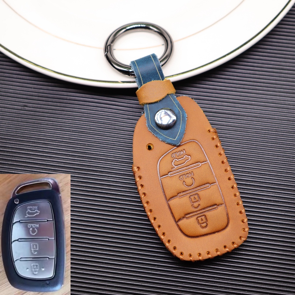 Untuk HYUNDAI Kantong Kunci Mobil Leather Case Key Chain Kulit Asli Key cover keyfob