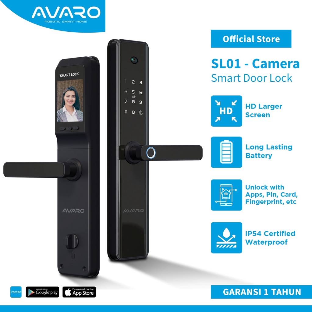 AVARO SL01 Camera Smart Door Lock Kunci Pintu Digital Smart Lock