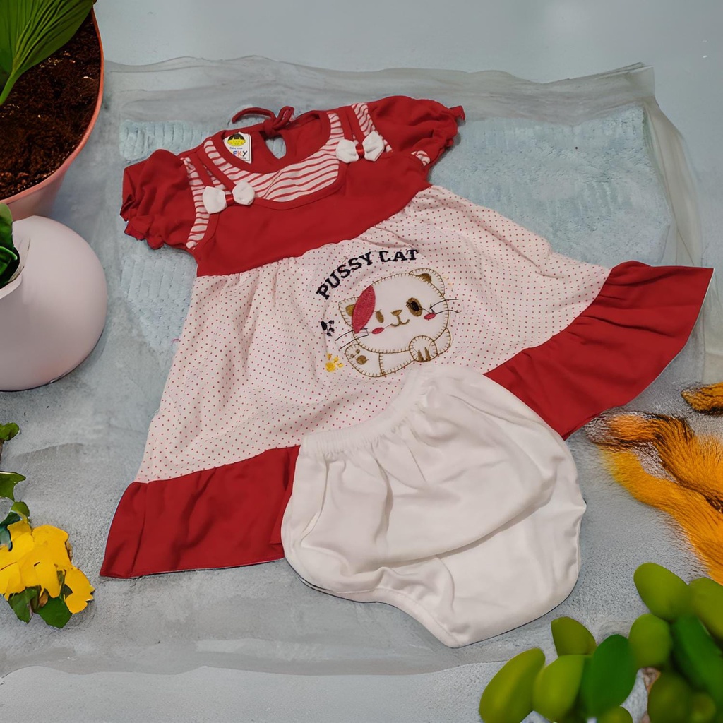 Setelan Baju Bayi Perempuan | Pakaian Anak Perempuan | Dress Baju Bayi || Celana Karet Model Renda