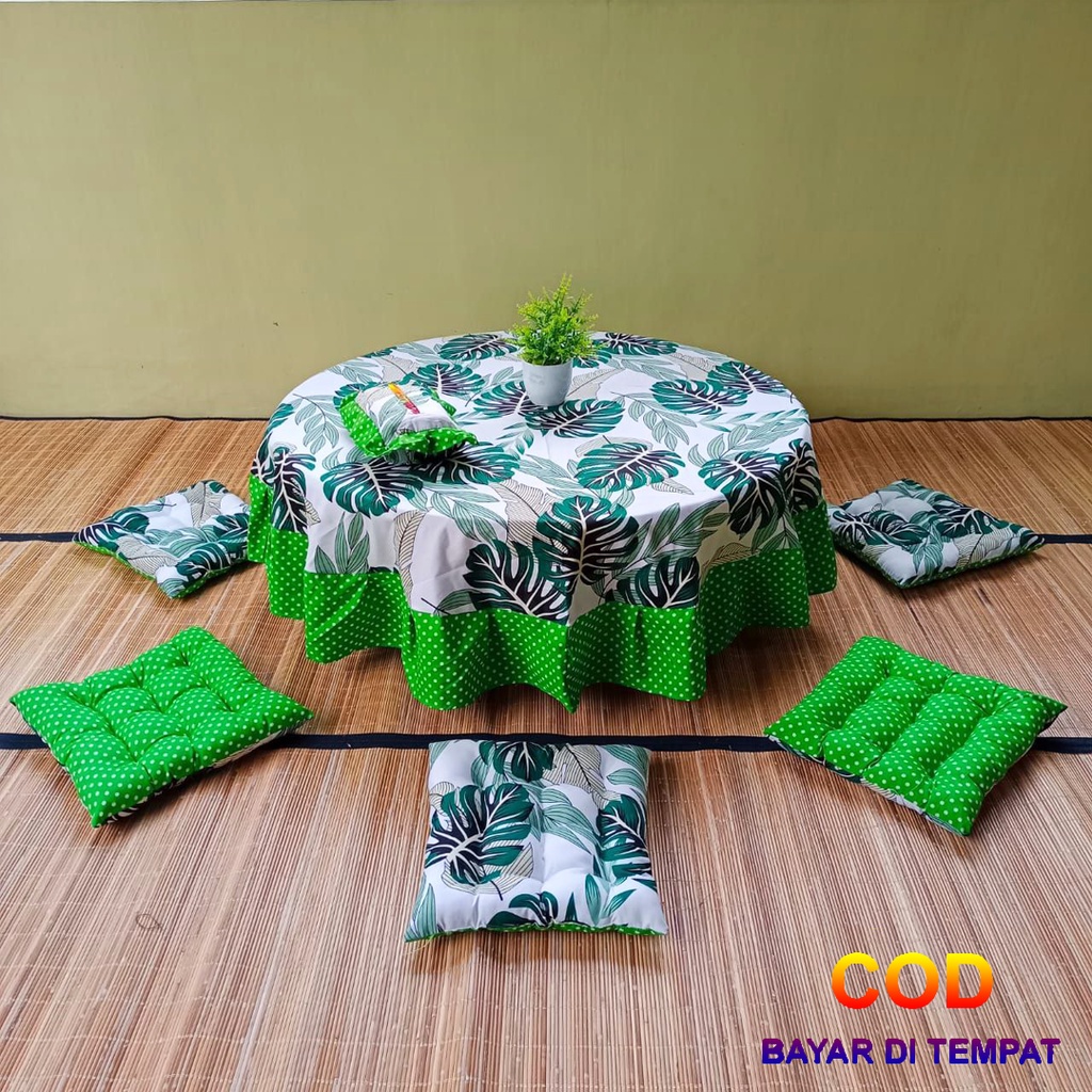 ✅COD Set Cushion Bantal Lesehan Taplak Meja Tamu Oshin Bulat Rumbai Mewah Tempat Tisu Tissue Dekorasi Perlengkapan Rumah