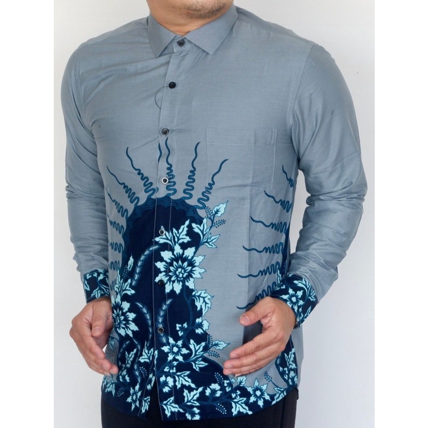 Baju Batik Pria Slimfit Kemeja Lengan Panjang Hem Slim Fit LBL 1983