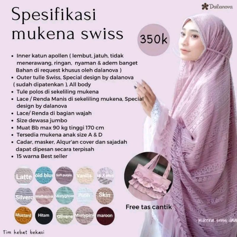 mukena swis dalanova ready stok