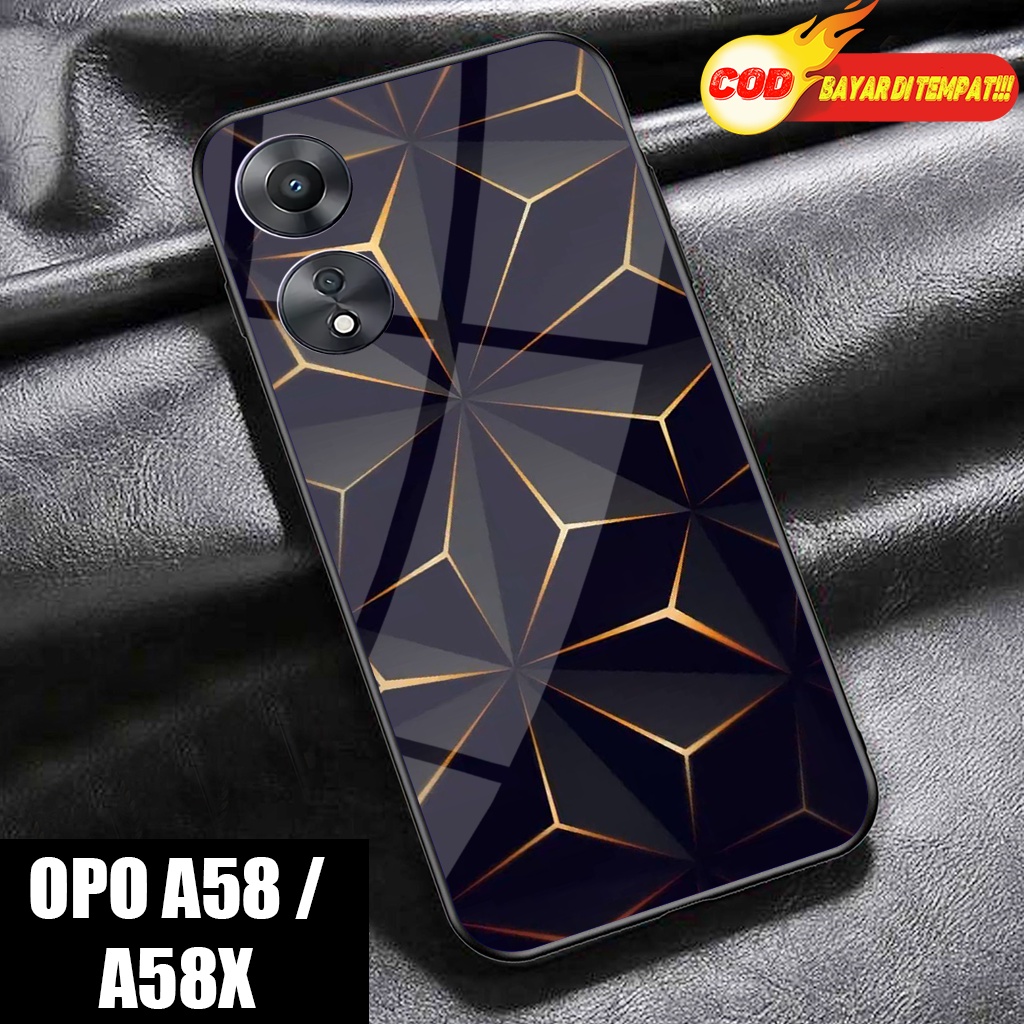 Case Glosy OPPO A58 5G - ABSTRK -Hardcase Glossy 2D -OPPO A58X- Silikon OPO A78 -Softcase OPO A95- K