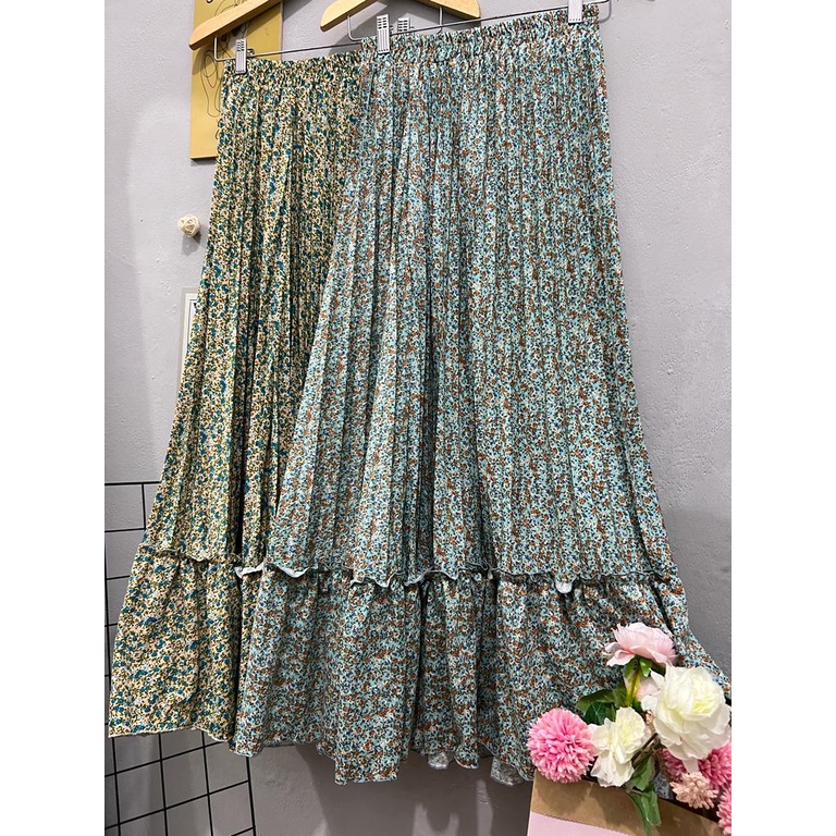 Cherry_ skirt korean style | rok plisket rempel wanita | rok wanita muslim