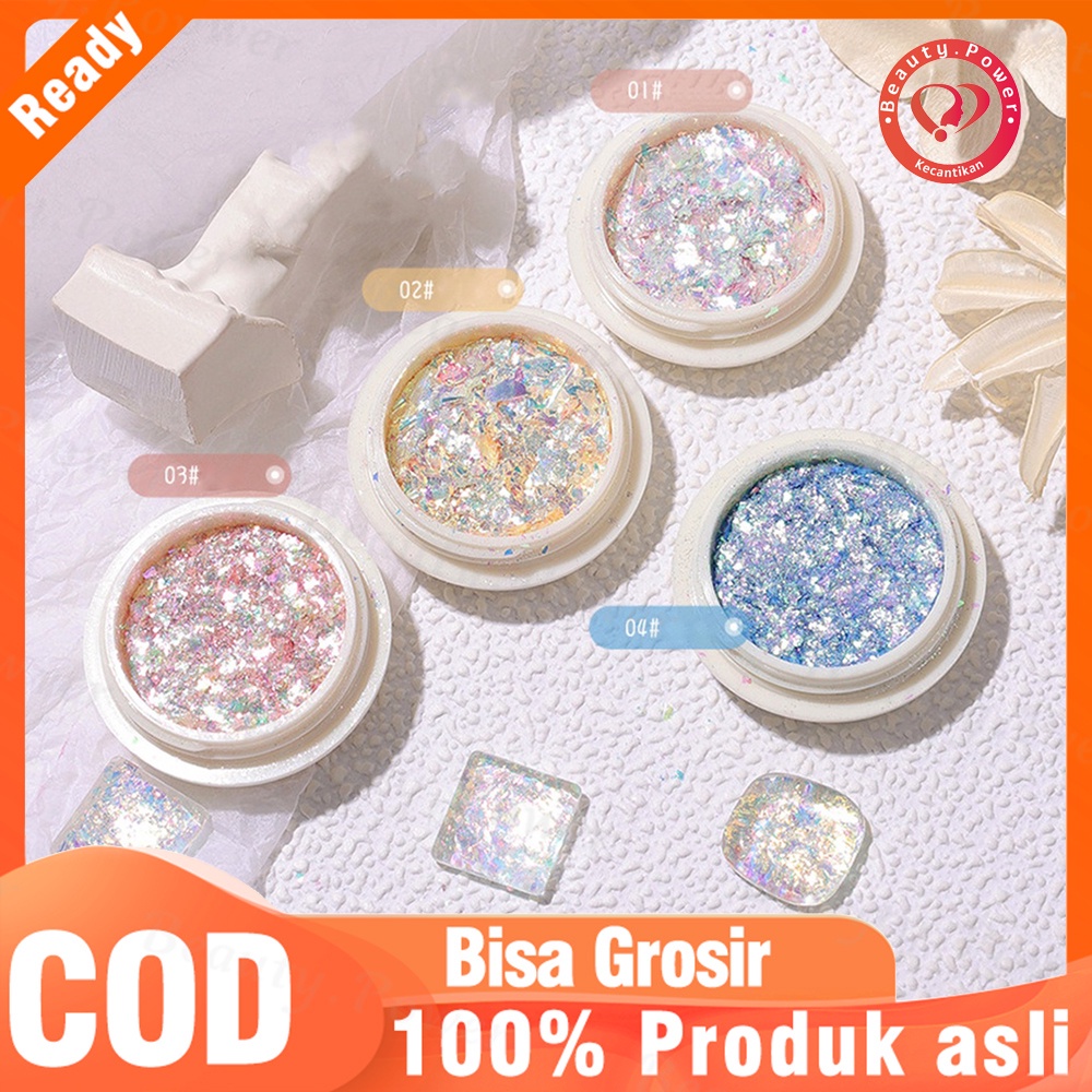 Manikur Glitter aman Portabel Permukaan Mengkilap Payet Edelweiss Nail Art