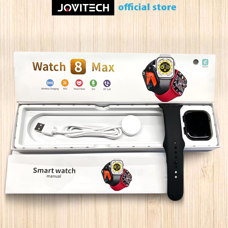 【COD】Jovitech  Watch 8 Max Smartwatch 1.85 inches Full Square Screen NFC Mendukung Bluetooth Panggilan Jam Tangan - SW18