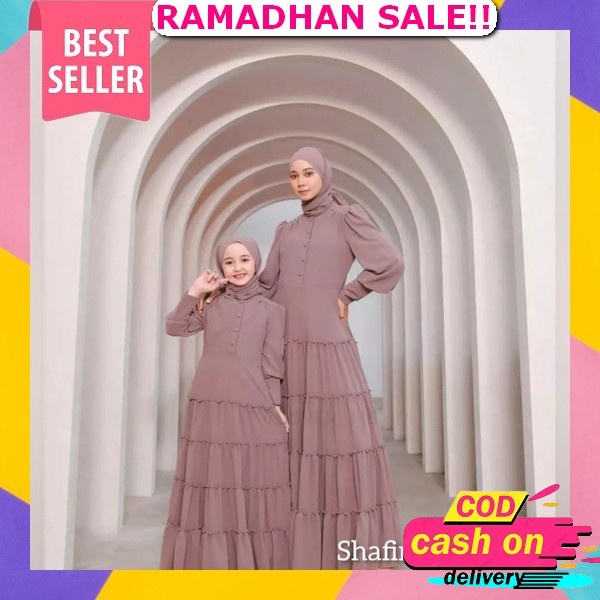 Gamis Couple Ibu Anak Perempuan Wanita Lebaran Terbaru 2023 Warna Sage Green Ukuran Jumbo Xxl Xxxl X