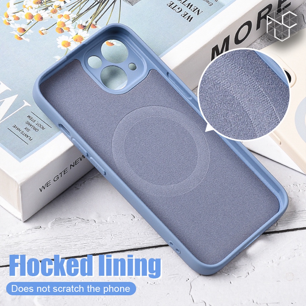 Silicone iPhone Case with MagSafe Soft Case Strong Magnetic Aesthetic Bludru Interior Colorful for iPhone 12 and 13 Series