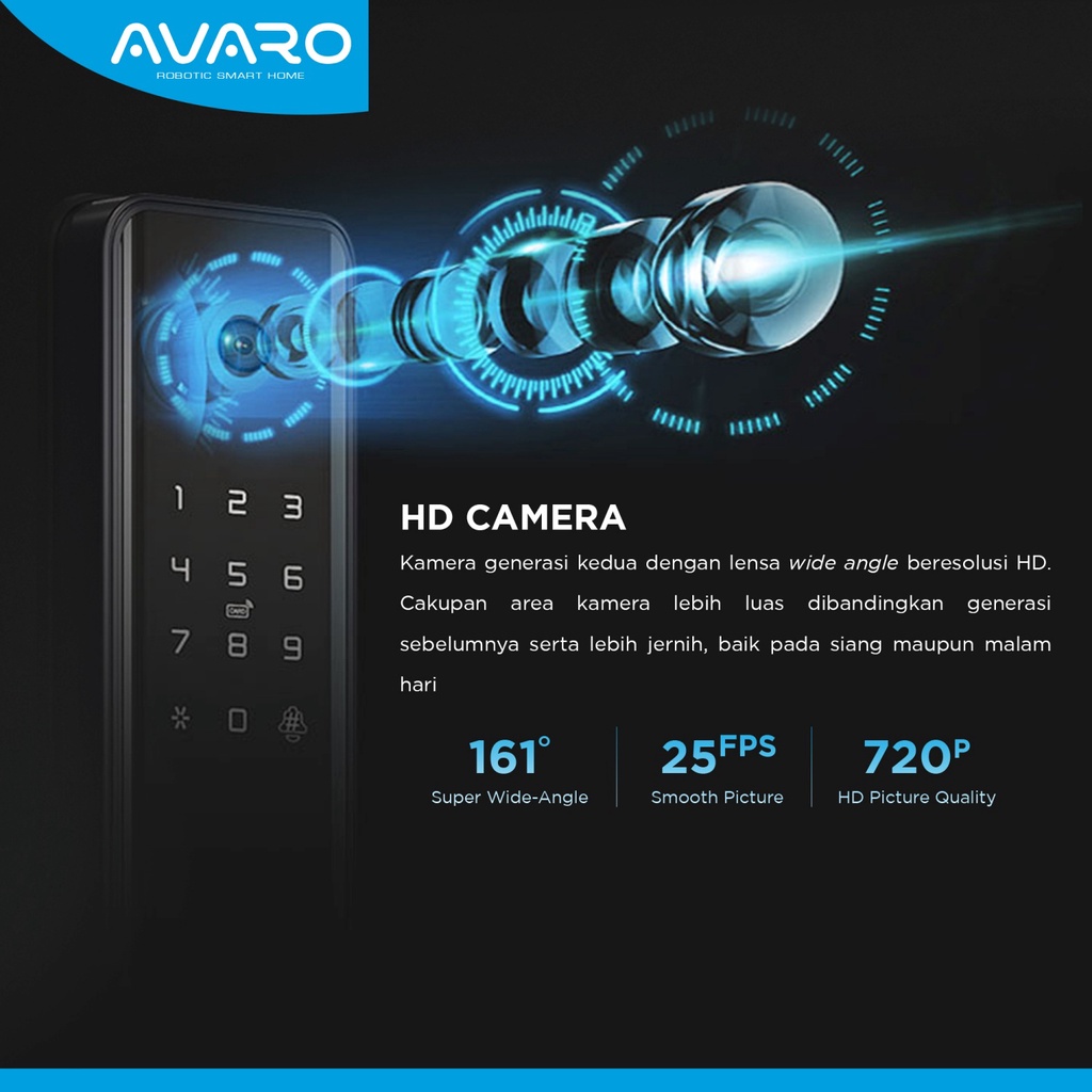 AVARO SL01 Camera Smart Door Lock Kunci Pintu Digital Smart Lock