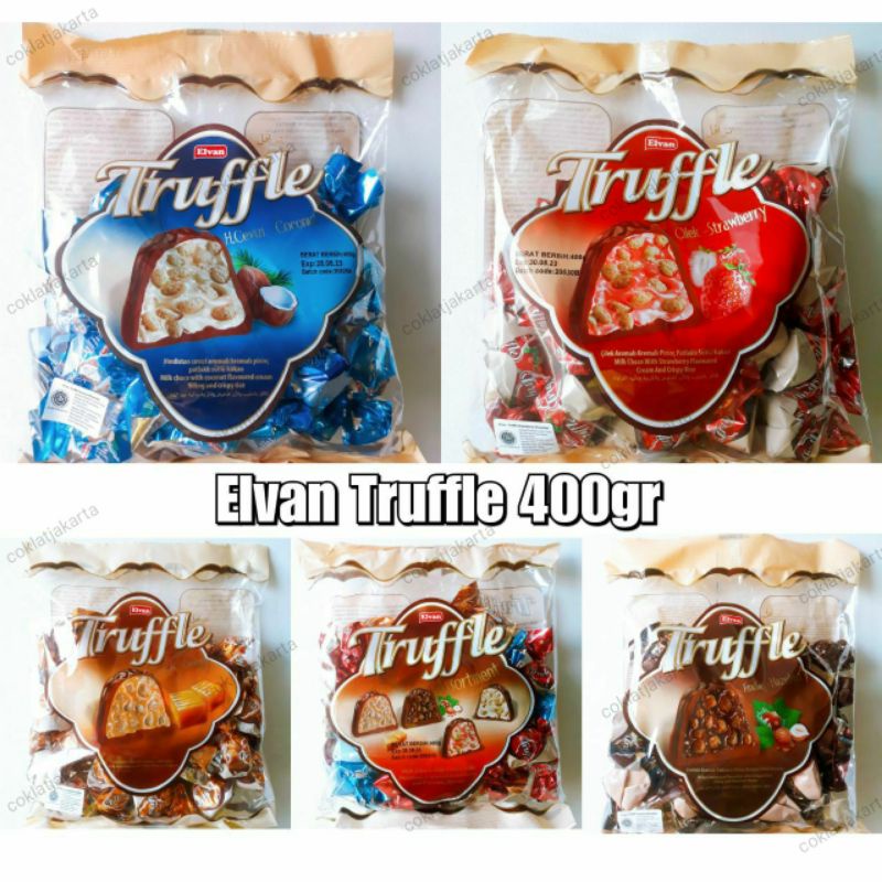 

*Elvan Truffle Coklat (Coconut/Strawberry/Caramel/Assortment/Hazelnut) 400 Gr